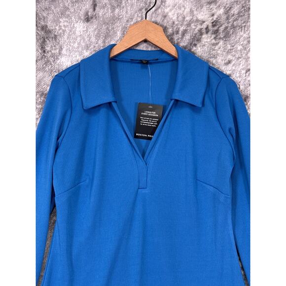 New Boston Proper Dress Medium Womens Light Blue Collared Long Sleeve Tunic - Picture 2 of 8